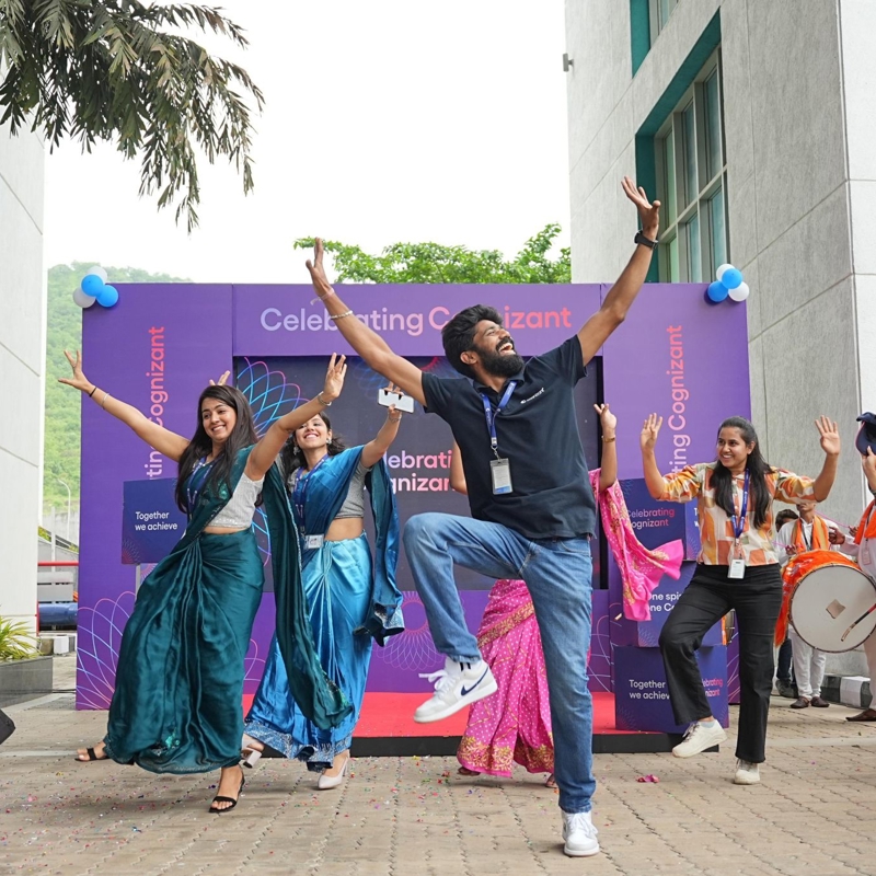 a group of people jumping in the air