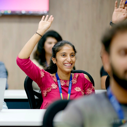 a group of people in a classroom