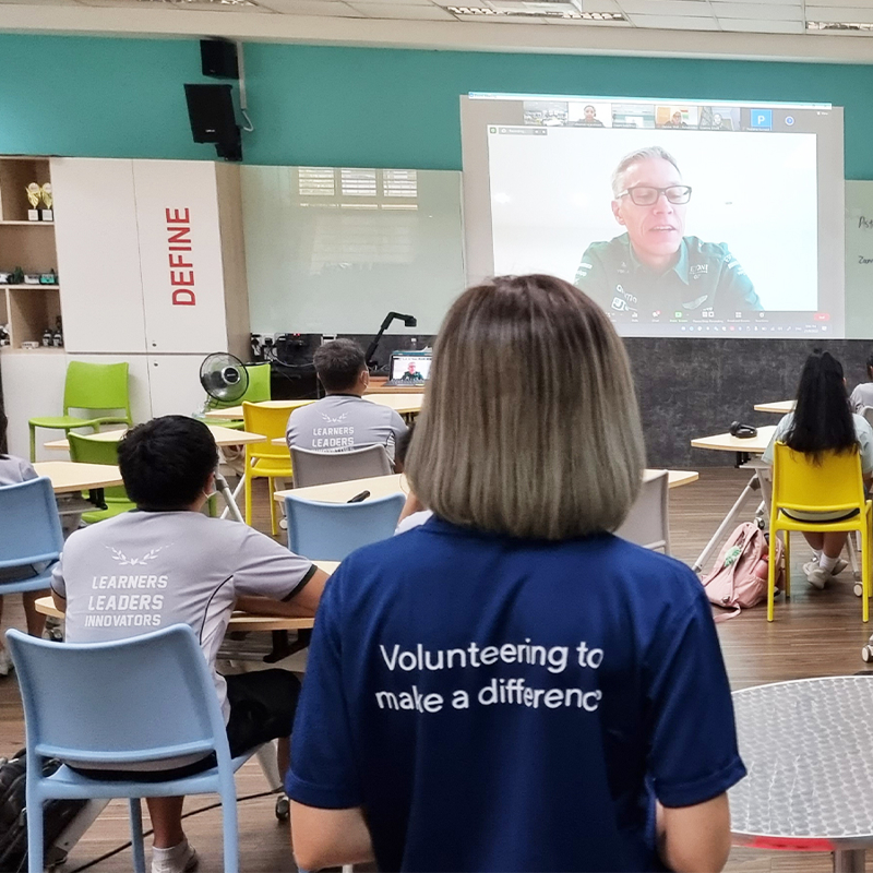 a group of people in a classroom