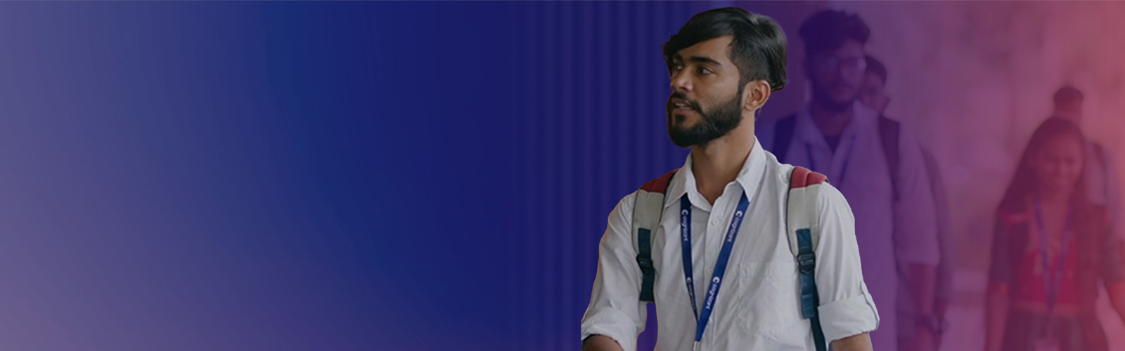 a person wearing a lanyard and a white shirt