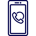 a blue line drawing of a phone