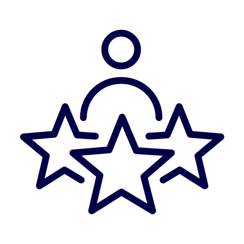 a black outline of a person with stars