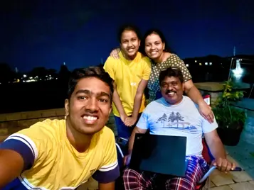 Our family enjoying a warm, summer evening at home