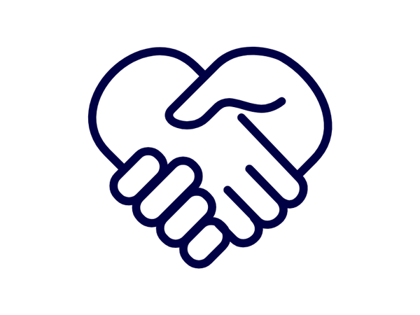 a heart shaped handshake with a hand shake