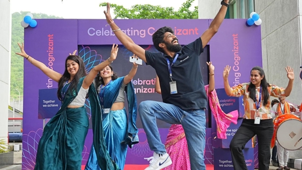a group of people jumping in the air