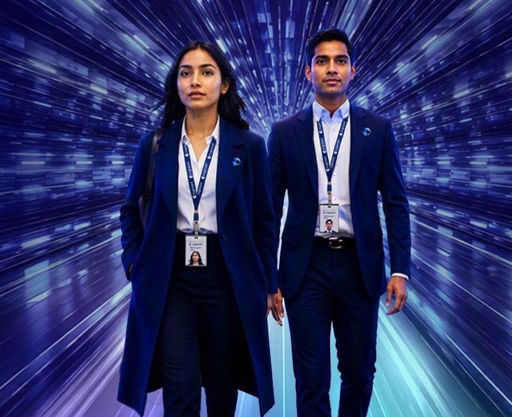 a person and person wearing lanyards