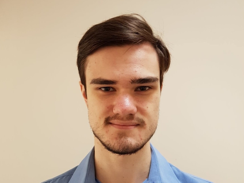 a person in a blue shirt