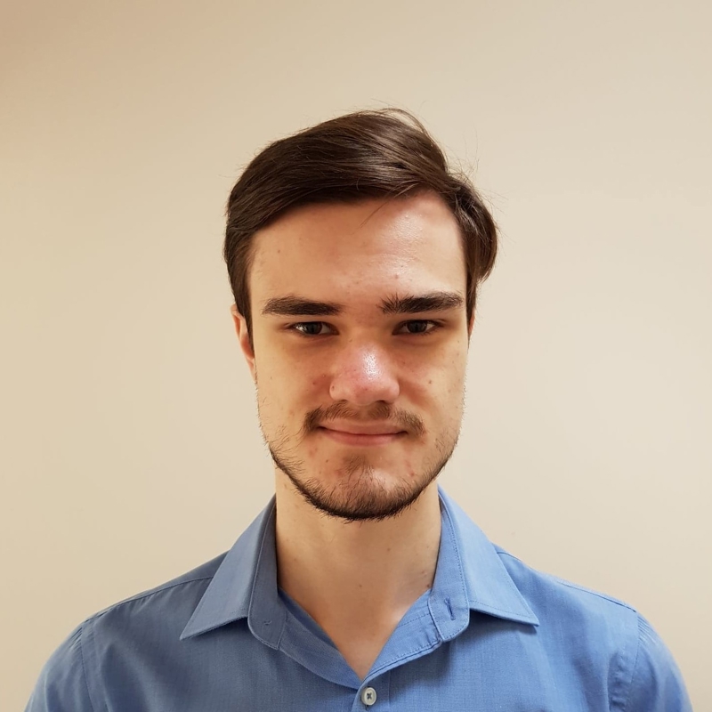 a person in a blue shirt