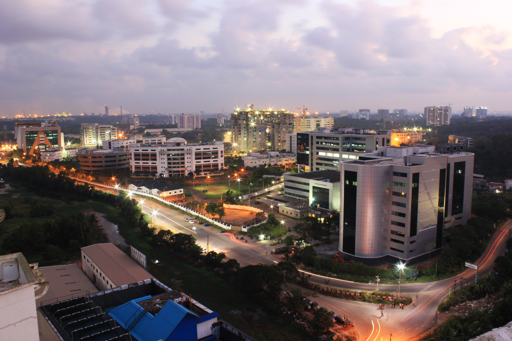 a city with buildings and roads