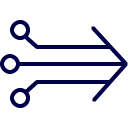 a blue arrow with circles and dots