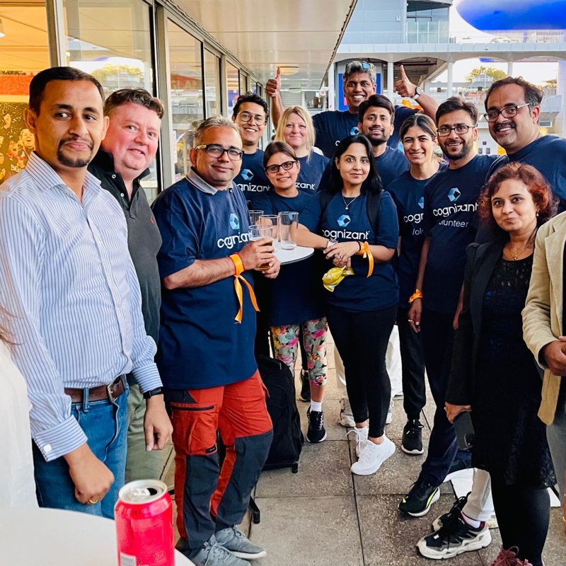 a group of people standing together outside
