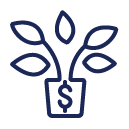 un dessin au trait bleu d’une plante à feuilles