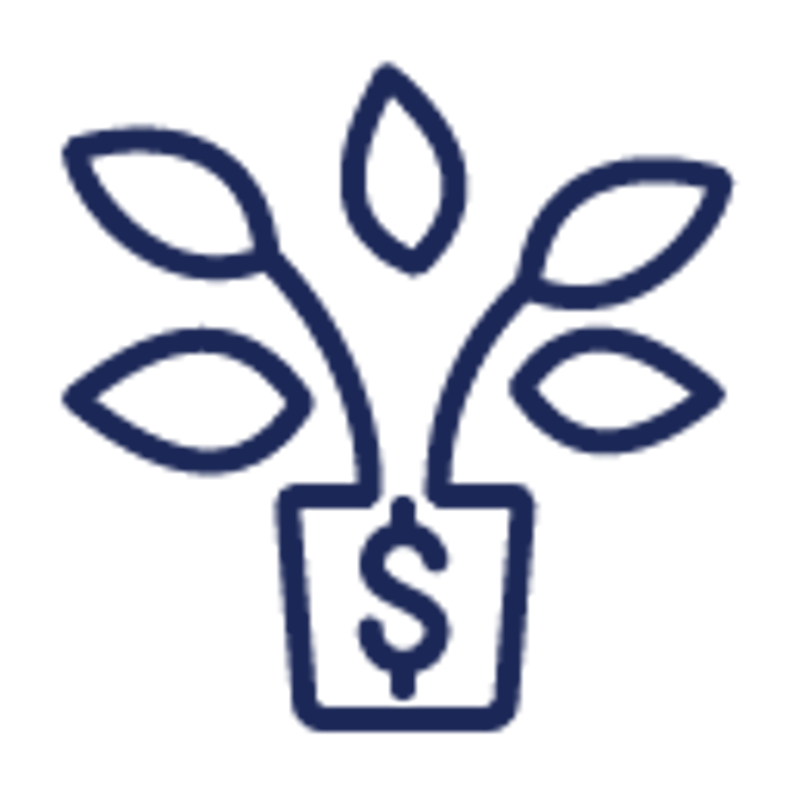 a blue line drawing of a plant with leaves