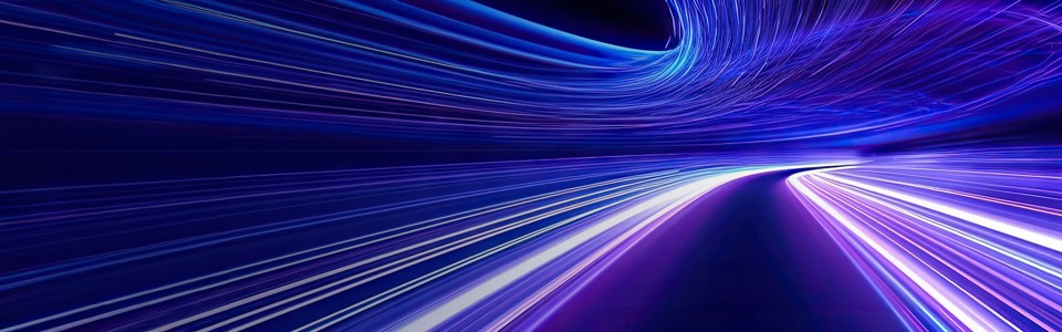 a blue and white light streaks