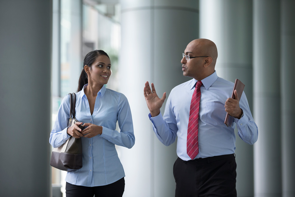 a person and person talking
