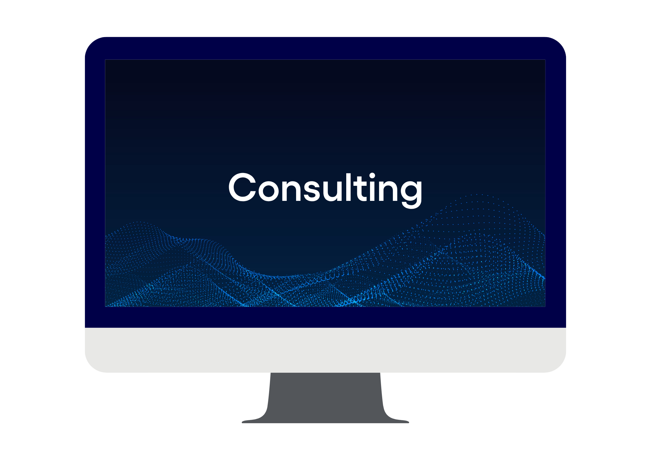 a computer screen with a blue and white graphic