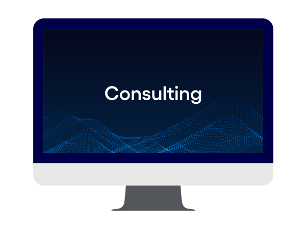 a computer screen with a blue and white graphic