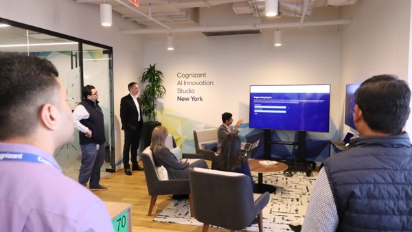 a group of people in a room