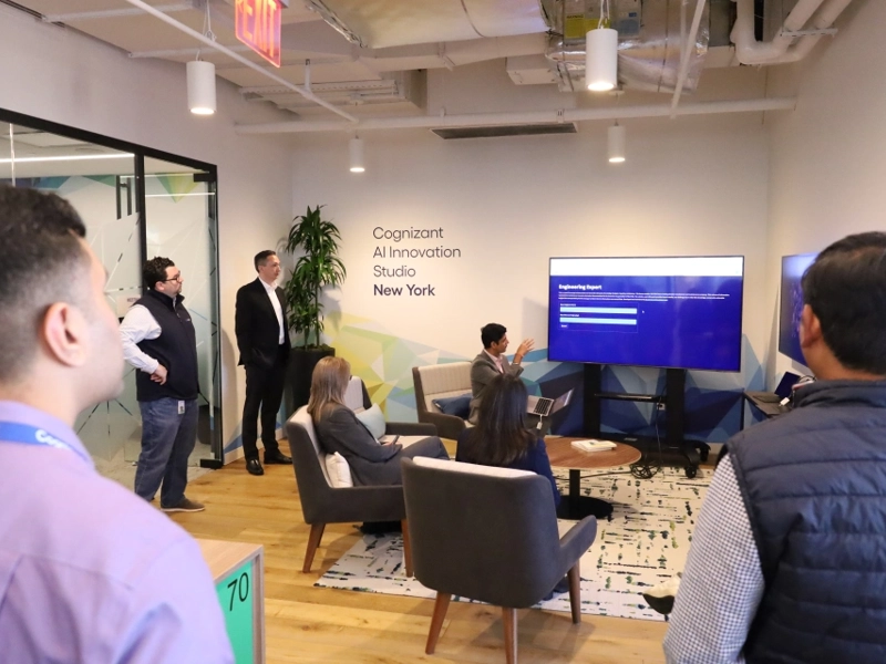 a group of people in a room