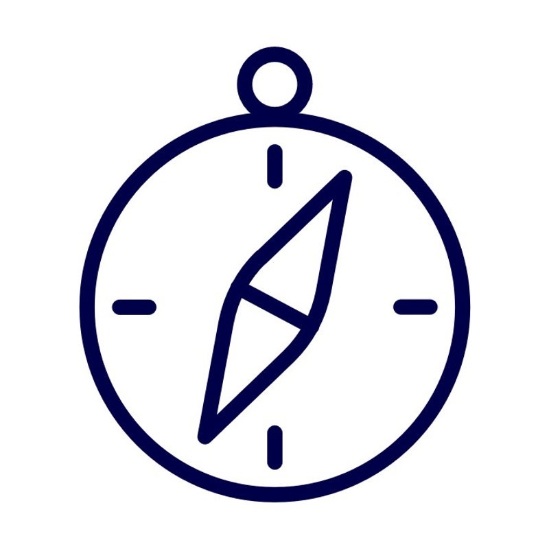 a black and white compass