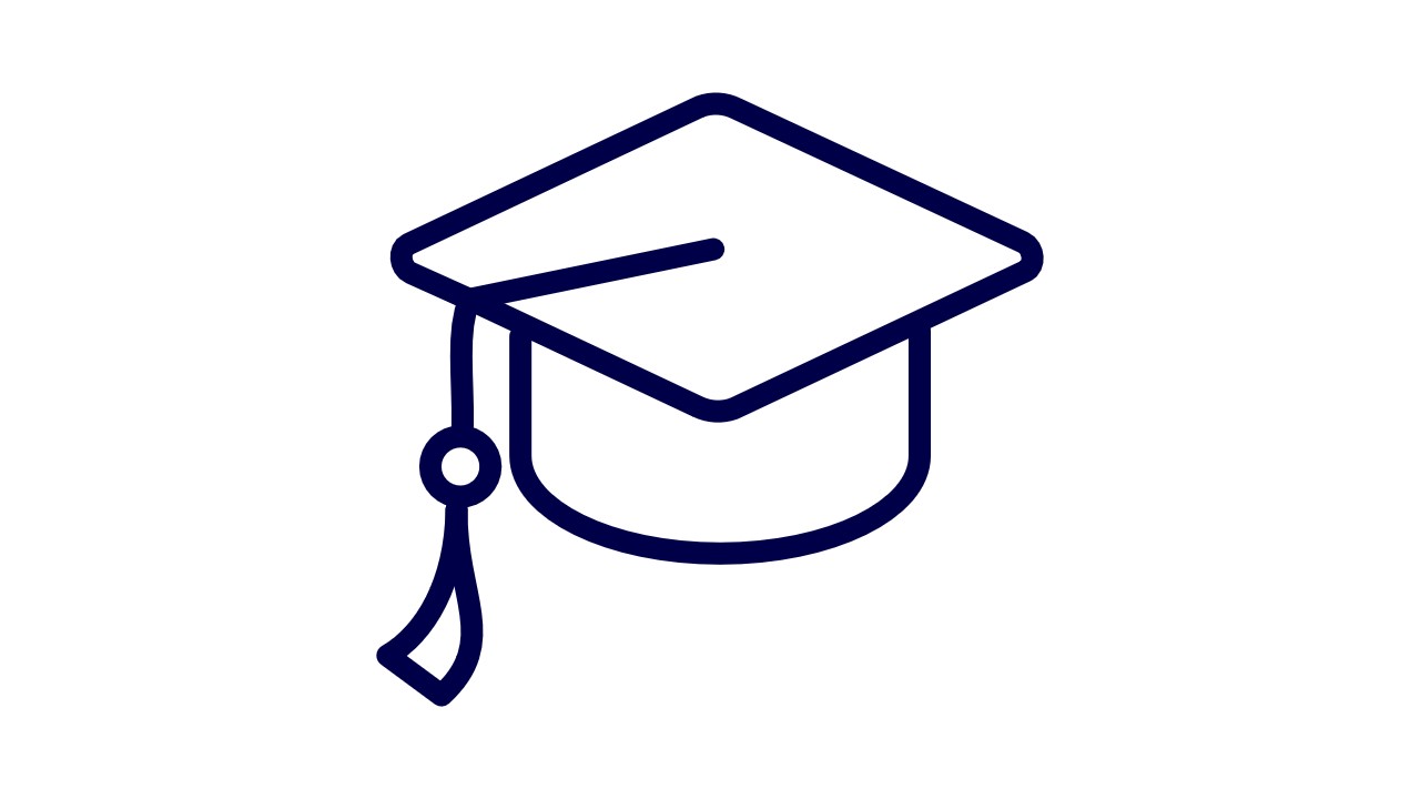 a black and white outline of a graduation cap