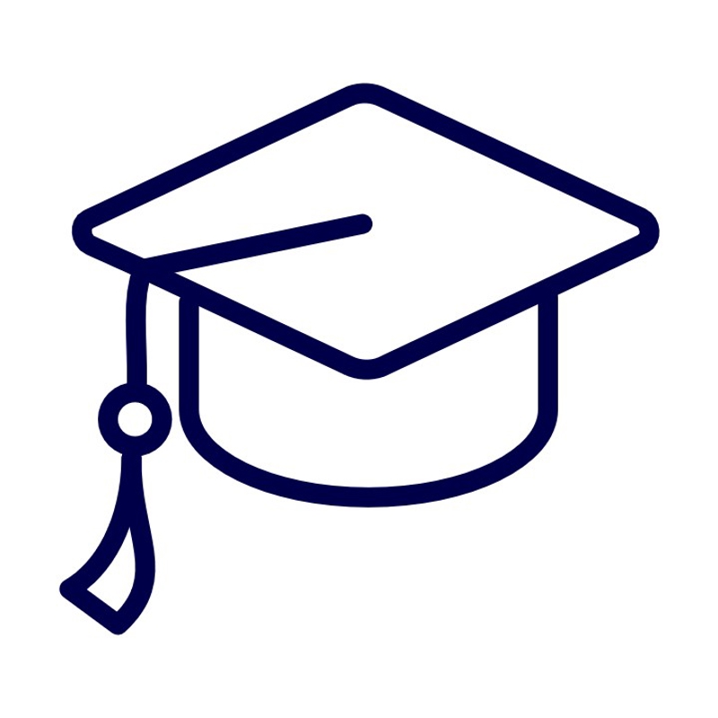 a black and white outline of a graduation cap