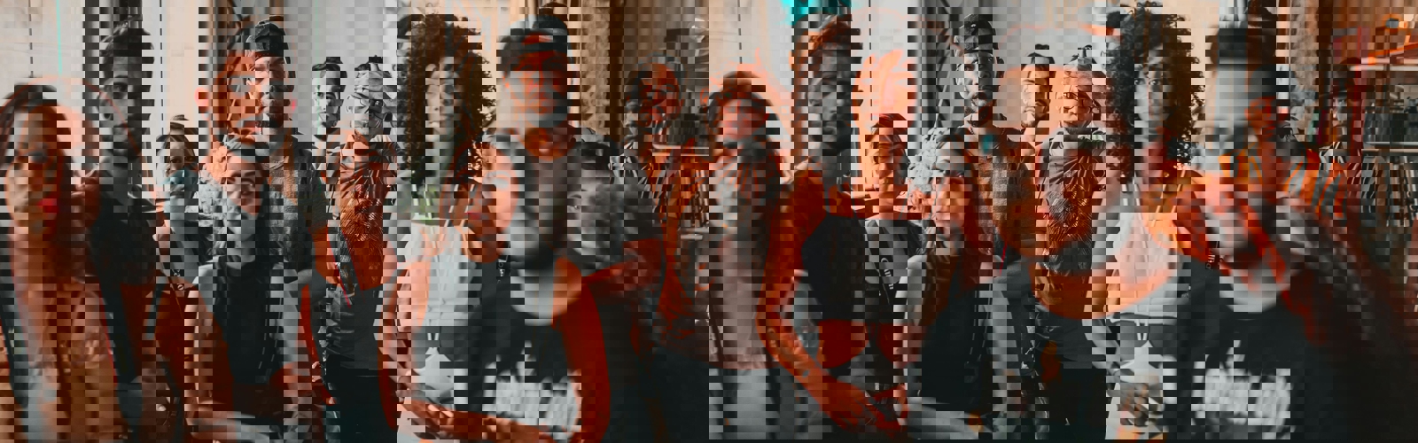 a group of people standing together