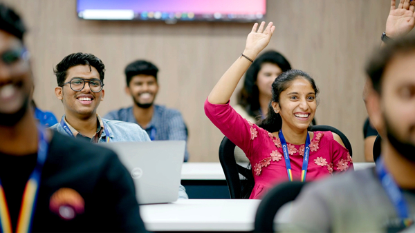 a group of people in a classroom