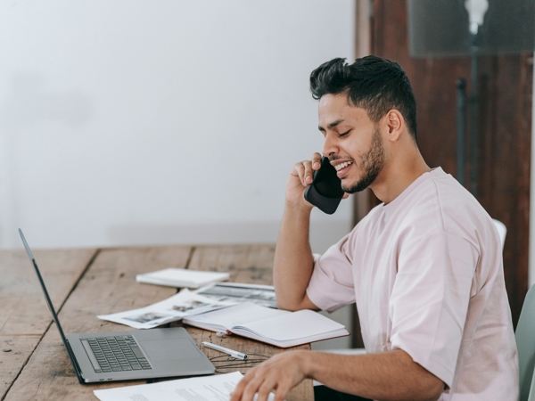 a person talking on the phone