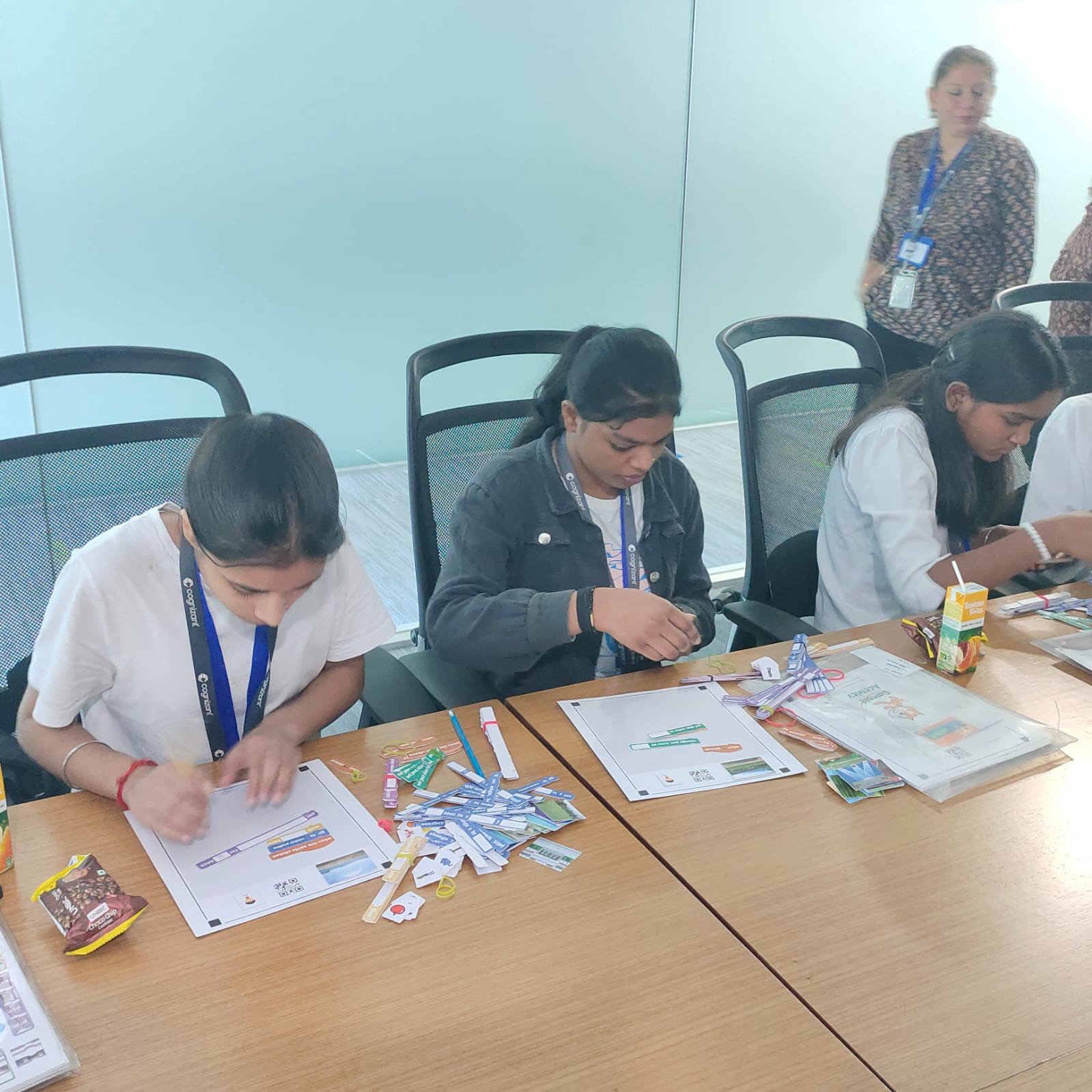 Students Arranging Coding Blocks